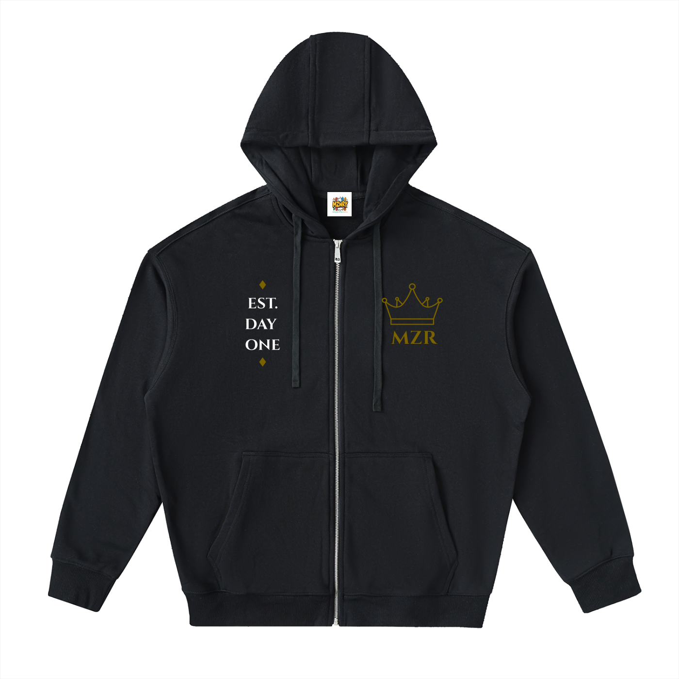 FC001| D1. GOLD| Drop-Shoulder Zip Up Hoodie