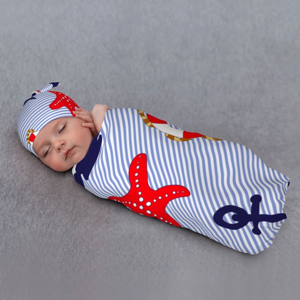 Ahoy' Swaddle Blanket & Beanie Hat Set
