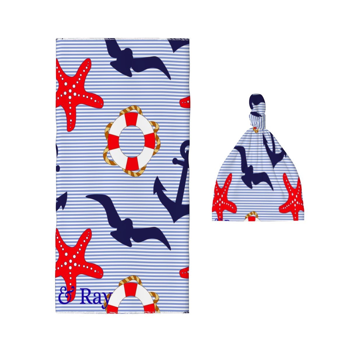 Ahoy' Swaddle Blanket & Beanie Hat Set