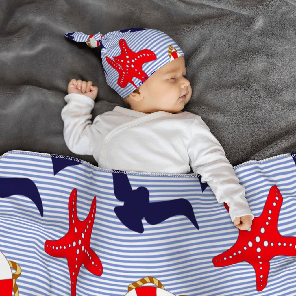 Ahoy' Swaddle Blanket & Beanie Hat Set