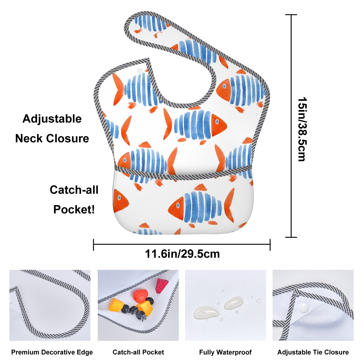 Miz & Ray Fish Baby Bib | Waterproof & Wipeable | 6–24 Months