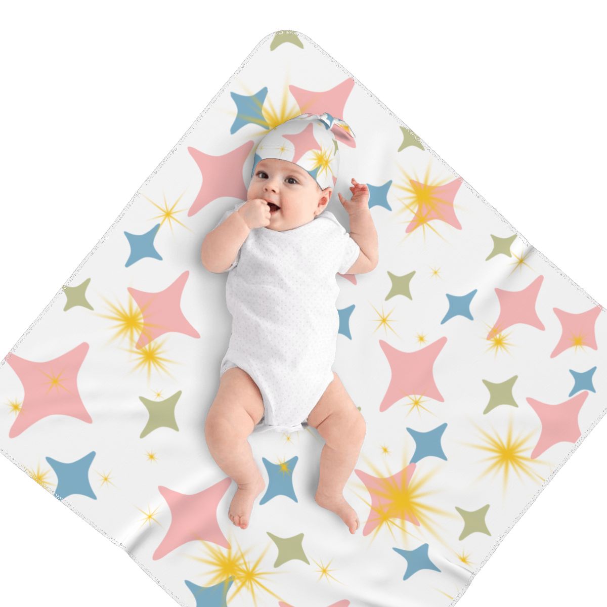 Stars Bright Baby Swaddle Blanket & Beanie Hat Set | 0–6 Months