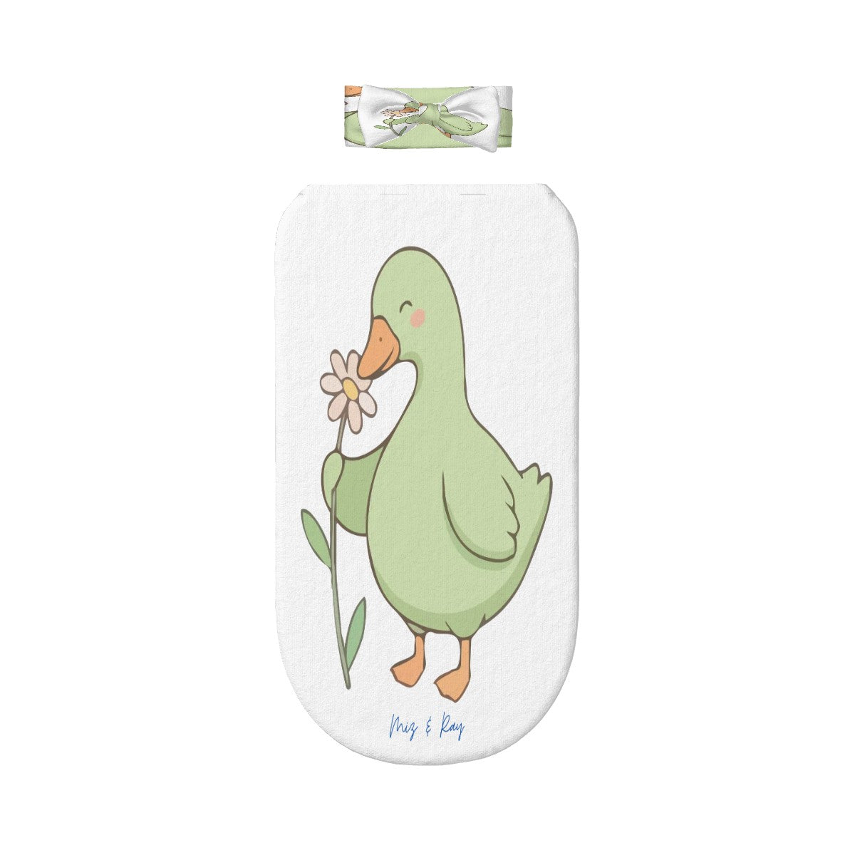 Miz & Ray Duckling Baby Swaddle Sack & Bow Headband Set | 0–6 Months