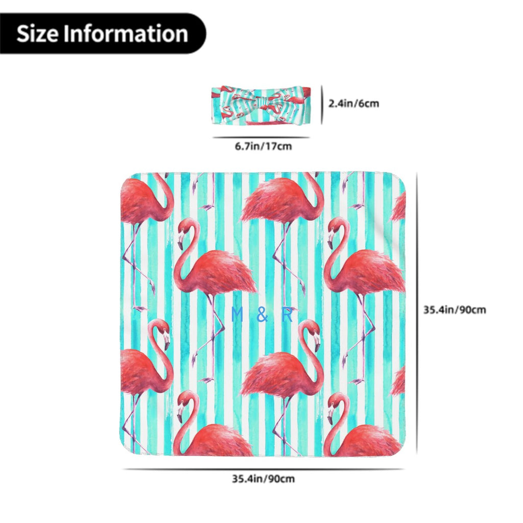Flamingo Baby Swaddle Blanket & Bow Headband Set | 0–6 Months