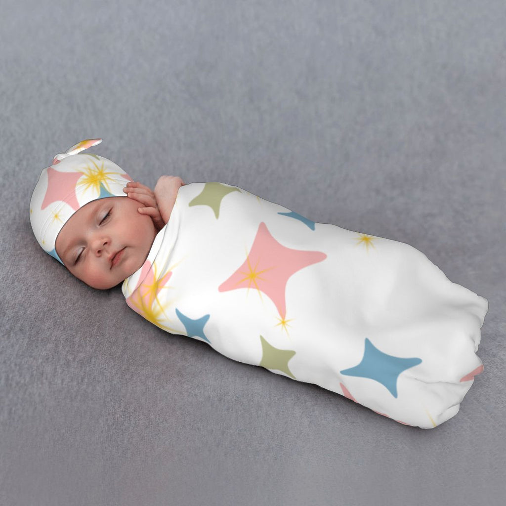 Stars Bright Baby Swaddle Blanket & Beanie Hat Set | 0–6 Months