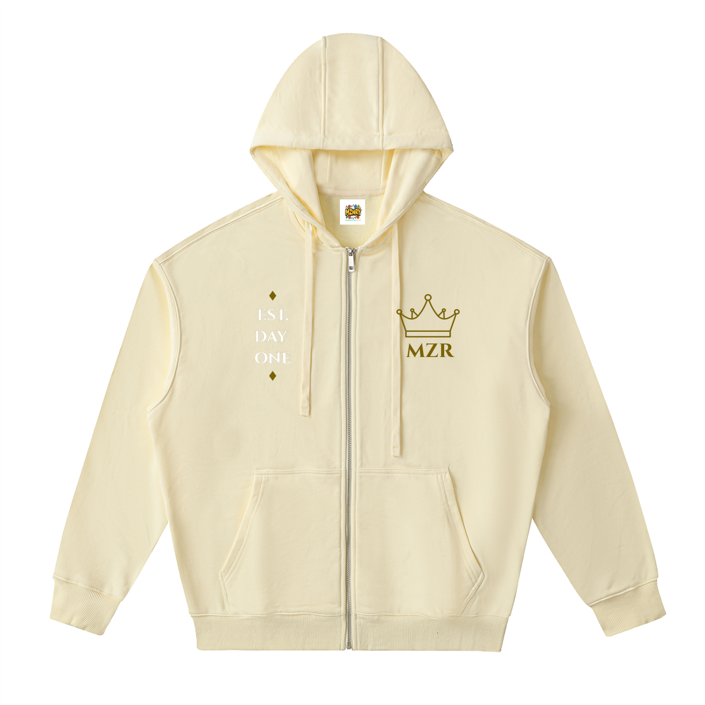 FC001| D1. GOLD| Drop-Shoulder Zip Up Hoodie