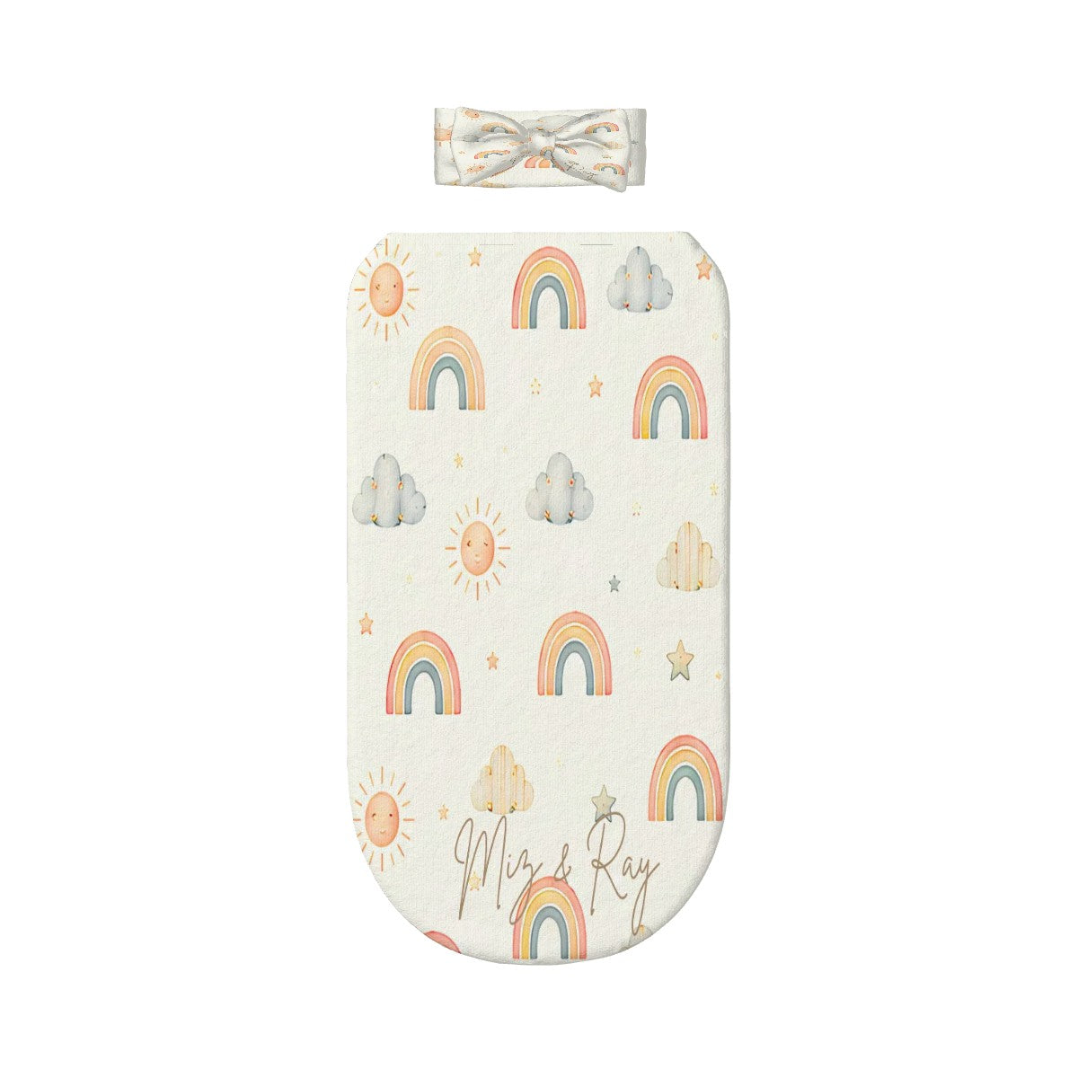 Rainbow Baby Swaddle Sack with Bow Headband | 0–6 Months