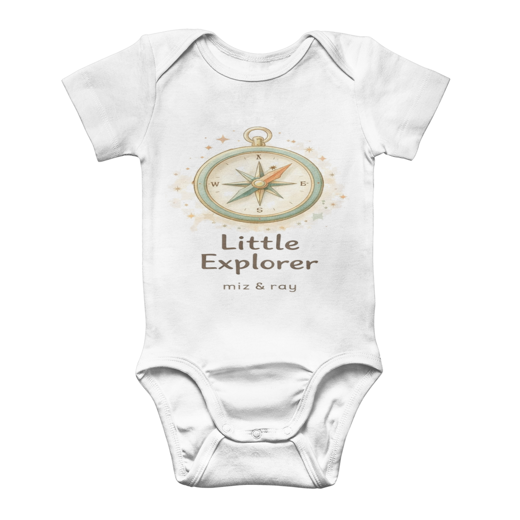 miz_ray_explorers_compass_premium Letter 'Adventure Baby Bodysuit