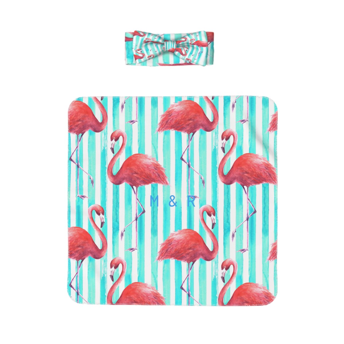 Flamingo Baby Swaddle Blanket & Bow Headband Set | 0–6 Months