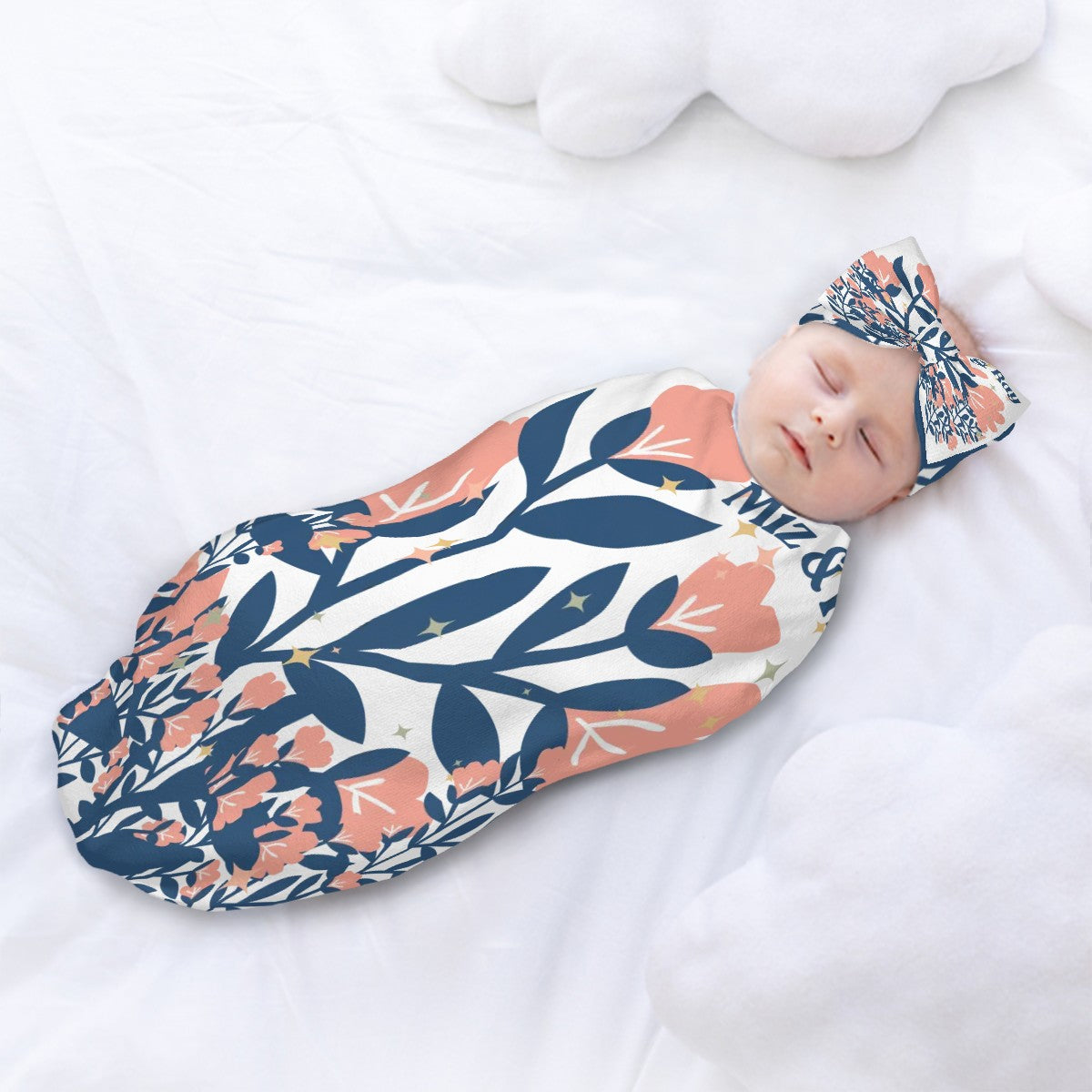 Miz & Ray Flower Baby Swaddle Sack & Bow Headband Set | 0–6 Months