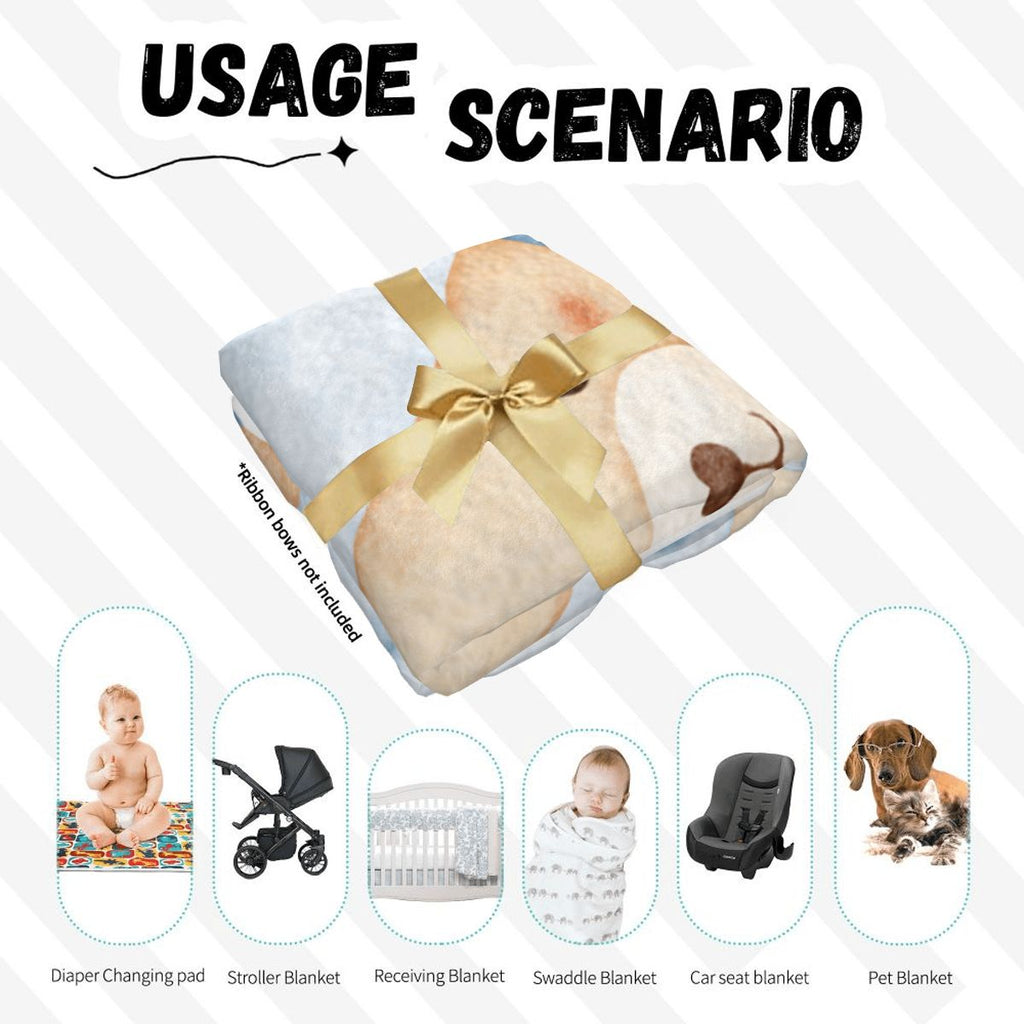 Teddy Bear' Swaddle Blanket & Beanie Hat Set