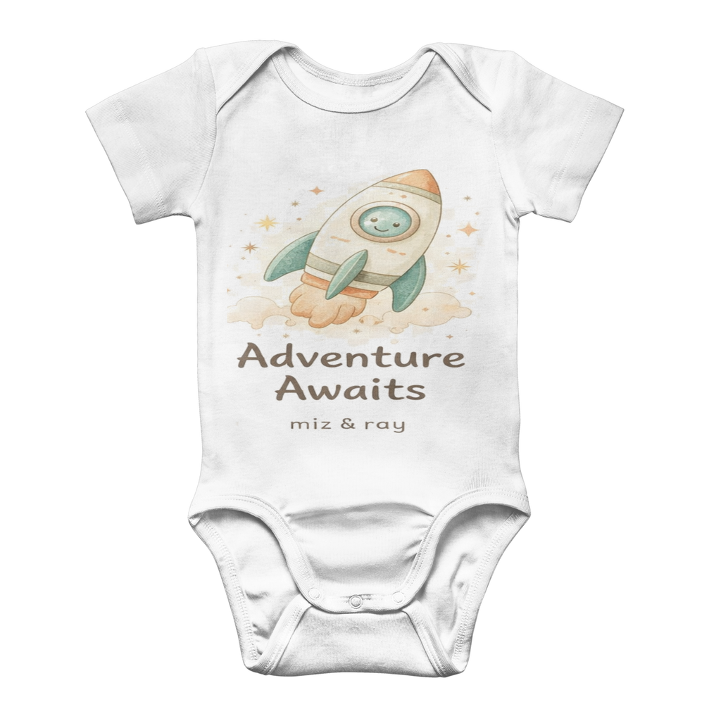 miz_ray_explorers_rocket_premium Letter 'Adventure Baby Bodysuit