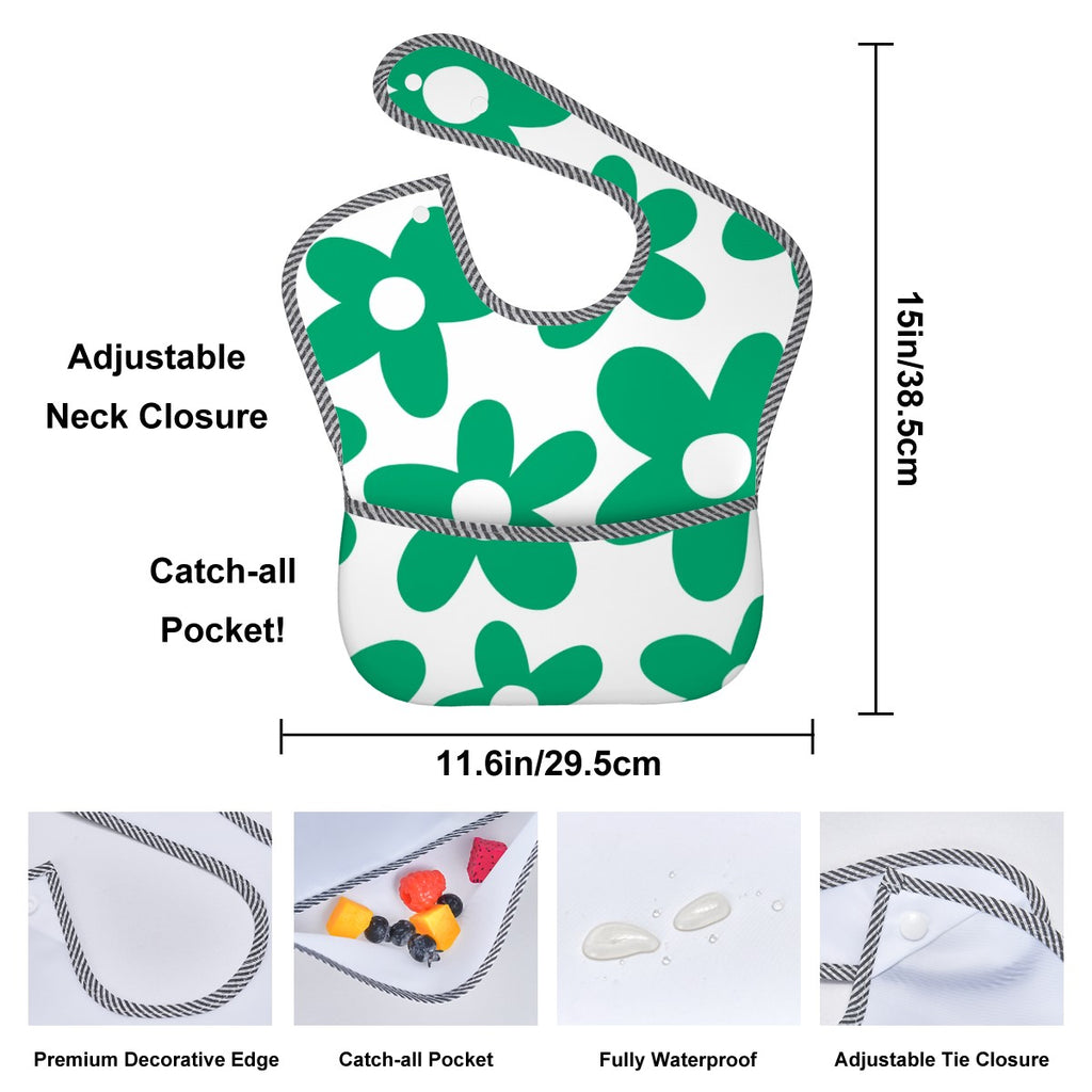 Miz & Ray Daisy 'Green' Baby Bib – Soft Waterproof Sublimation Print