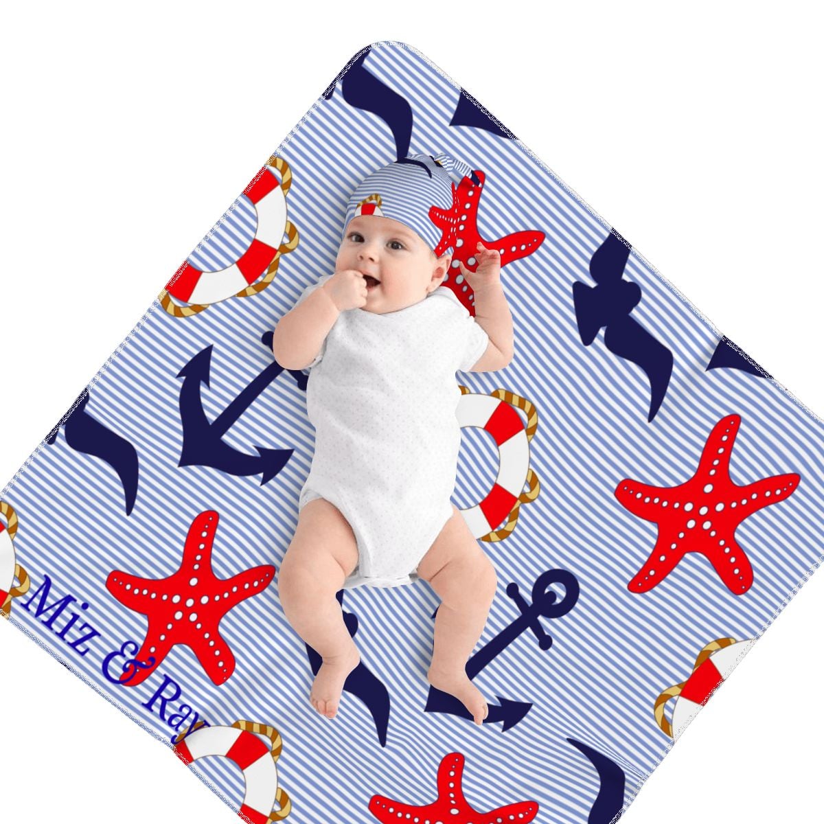 Ahoy' Swaddle Blanket & Beanie Hat Set